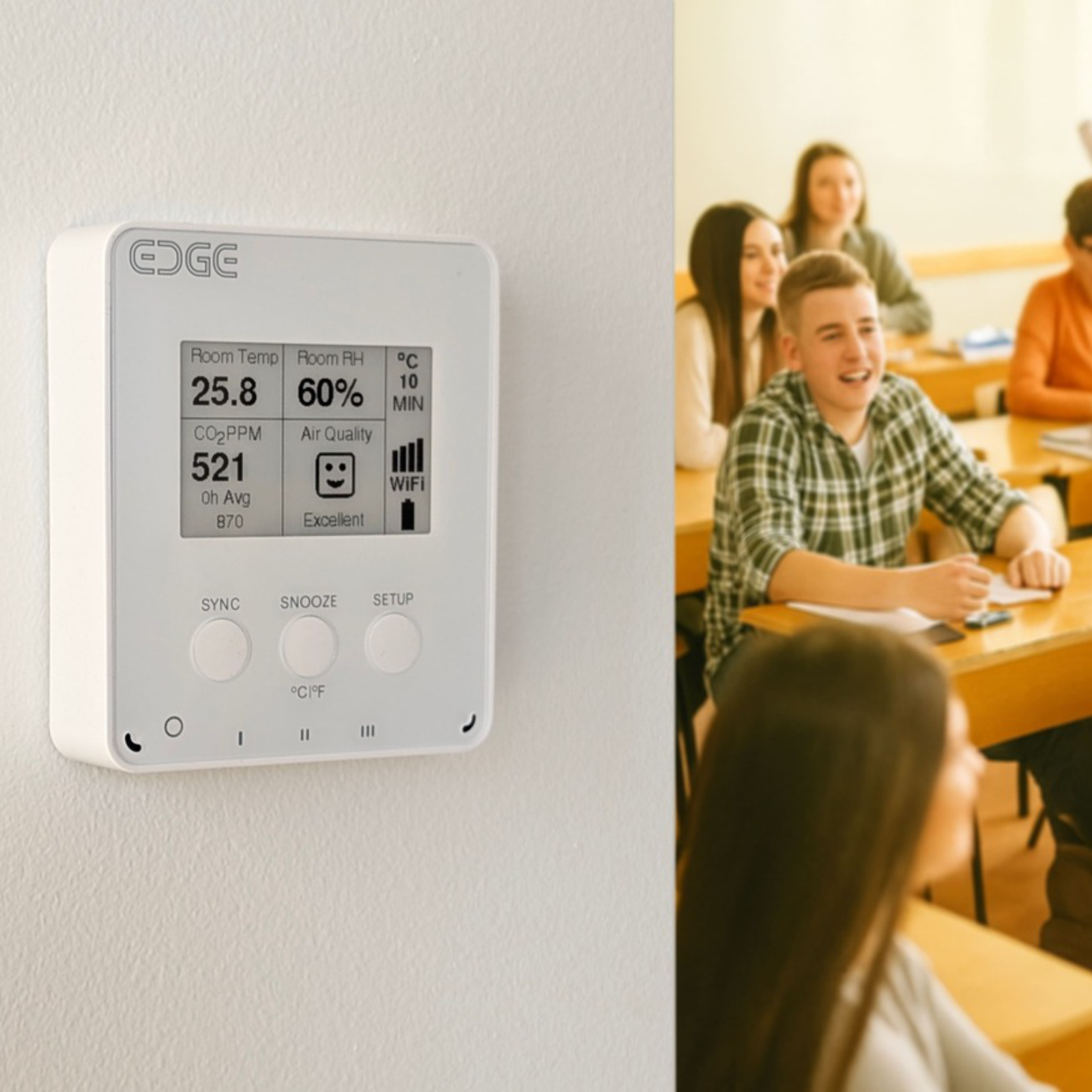 MaxLinc EDGE Air Cellular + WiFi CO2, VOC, Temperature & Humidity Monitor - Indoor Air Quality Sensor with Dual Connectivity & Mold Index Predictor thumbnail 4